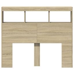 Berkfield Home Headboard Cabinet with LED Sonoma Oak 120x17x102 cm in Brown - Size: 120 x 17 x 102 cm - thumbnail 6