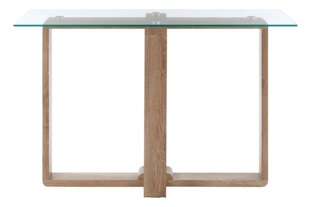Orsina Tempered Glass Console Table, Elegant Hallway Table For Livingroom, Airy Modern Console Table For Bedroom in Natural - image 1