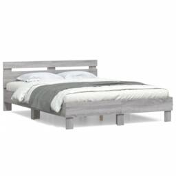 Berkfield Home Durable Bed Frame without Mattress Grey Sonoma 140x190 cm - thumbnail 3