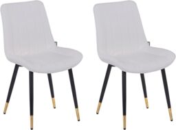 Hygrad Built to Survive 2 x Faux PU Leather Accent Padded Cushioned Dining Office Living Room Chairs With Chrome Legs in White