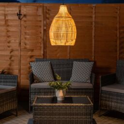 ValueLights Natural Teardrop Solar Powered Outdoor Hanging Pendant Garden Pergola Light - thumbnail 1