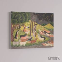 "Artery8 Krishna Summoning Cows 18th Century India Canvas Wall Art Print - Size: W18"" x H24""" - thumbnail 2