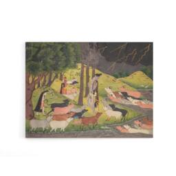 "Artery8 Krishna Summoning Cows 18th Century India Canvas Wall Art Print - Size: W18"" x H24""" - thumbnail 1