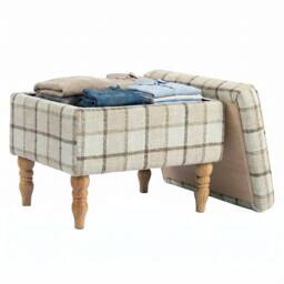Havendro Linen Fabric Upholstered Footstool with Removable Top