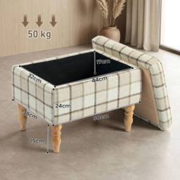 Havendro Linen Fabric Upholstered Footstool with Removable Top - thumbnail 2
