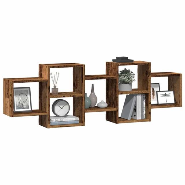 Berkfield Home Wall Shelf Old Wood 129x18x42 cm Engineered Wood in Brown - Size: 129 x 18 x 42 cm - image 1