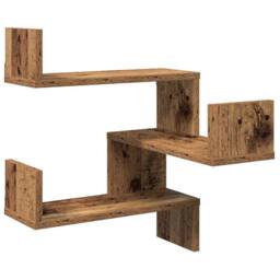 Berkfield Home Wall Corner Shelves 2 pcs Old Wood 40x40x49.5 cm Engineered Wood in Brown - thumbnail 1