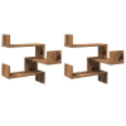 Berkfield Home Wall Corner Shelves 2 pcs Old Wood 40x40x49.5 cm Engineered Wood in Brown - thumbnail 4