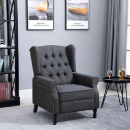 HOMCOM Recliner Armchair for Living Room Reclining Chair with Footrest in Dark Grey - thumbnail 1