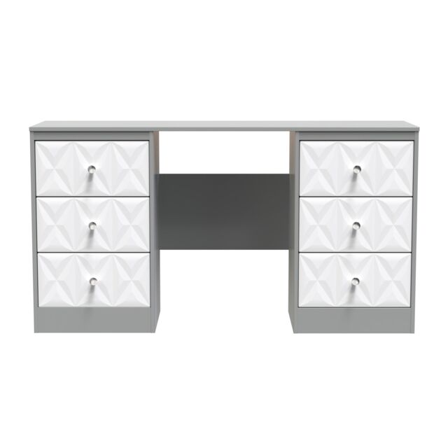 Ready Assembled 2 U Memphis 6 Drawer Kneehole Desk (Ready Assembled) in Mid Grey - image 1