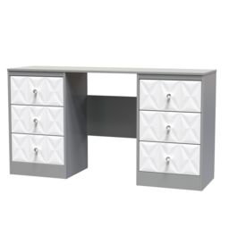 Ready Assembled 2 U Memphis 6 Drawer Kneehole Desk (Ready Assembled) in Mid Grey - thumbnail 3