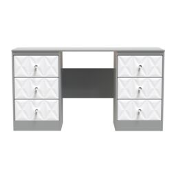 Ready Assembled 2 U Memphis 6 Drawer Kneehole Desk (Ready Assembled) in Mid Grey