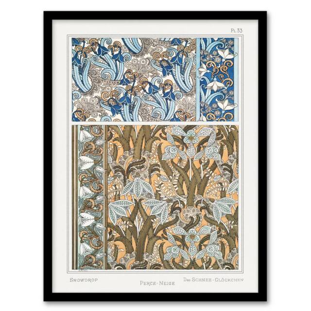 Artery8 Maurice Pillard Verneuil Framed Wall Art Snowdrops Art Nouveau Floral Patterns - Size: A4 - image 1