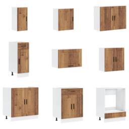 Berkfield Home 14 Piece Kitchen Cabinet Set Porto Old Wood Engineered Wood in Brown - thumbnail 4