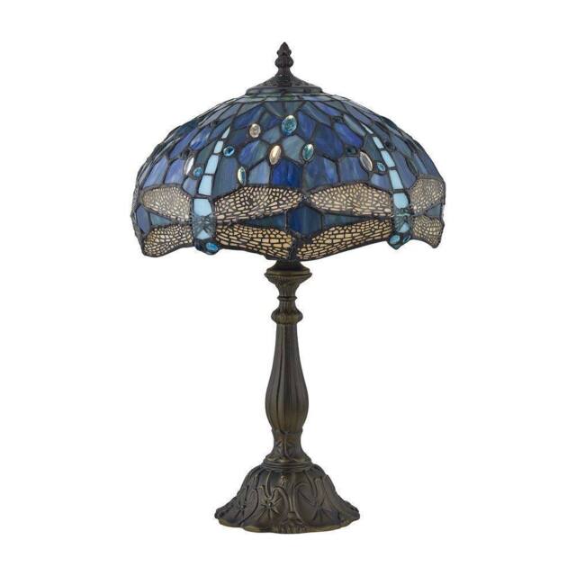 First Choice Lighting Beaumont - Tiffany Dragonfly Coloured Glass 47cm Table Lamp in Bronze - image 1