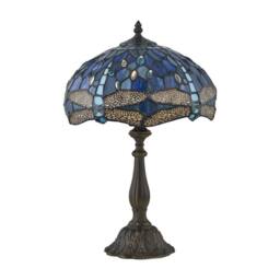 First Choice Lighting Beaumont - Tiffany Dragonfly Coloured Glass 47cm Table Lamp in Bronze