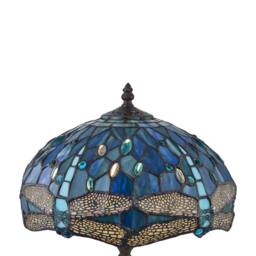 First Choice Lighting Beaumont - Tiffany Dragonfly Coloured Glass 47cm Table Lamp in Bronze - thumbnail 2