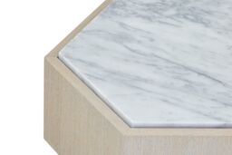 Orsina Small White Side Table, Marble Topped Hexagonal Nesting Table, Sofa Side Table, Bedside Table With Golden Base - thumbnail 3