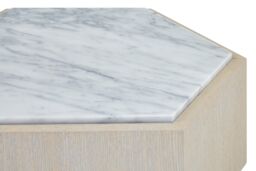 Orsina Small White Side Table, Marble Topped Hexagonal Nesting Table, Sofa Side Table, Bedside Table With Golden Base - thumbnail 4