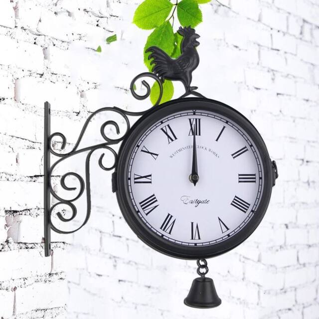 EONLION Outdoor Garden Paddington Station Wall Clock in Black - Size: 100 cm - image 1