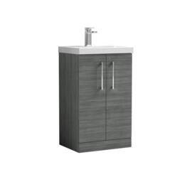 Balterley Bathroom Floor Standing 2-Door Vanity Basin, Anthracite, 500mm in Grey - thumbnail 1