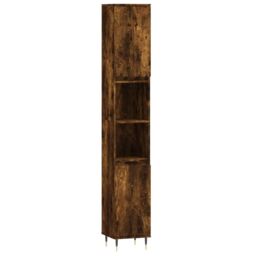 Berkfield Home Bathroom Cabinet Smoked Oak 30x30x190 cm Engineered Wood in Brown - Size: 30 x 30 x 190 cm - thumbnail 2