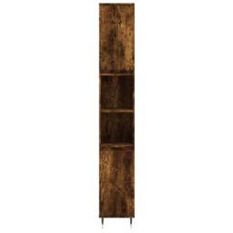 Berkfield Home Bathroom Cabinet Smoked Oak 30x30x190 cm Engineered Wood in Brown - Size: 30 x 30 x 190 cm - thumbnail 5