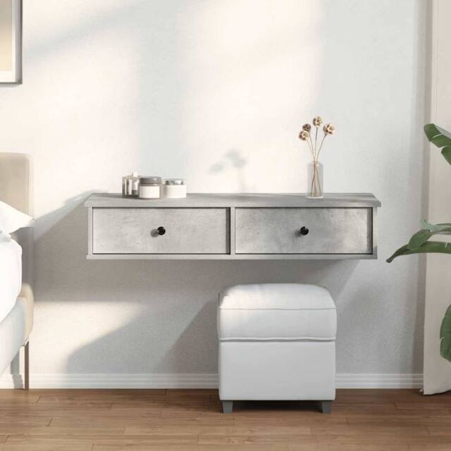 Berkfield Home Wall Shelf with Drawers Concrete Grey 100x37.5x19 cm Engineered Wood - image 1