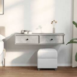 Berkfield Home Wall Shelf with Drawers Concrete Grey 100x37.5x19 cm Engineered Wood - thumbnail 1