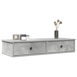 Berkfield Home Wall Shelf with Drawers Concrete Grey 100x37.5x19 cm Engineered Wood - thumbnail 2