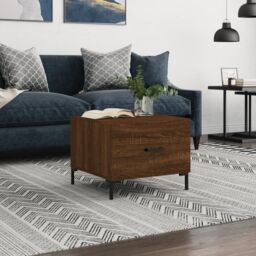 Berkfield Home Coffee Table Brown Oak 50x50x40 cm Engineered Wood - Size: 50 x 50 x 40 cm - thumbnail 1