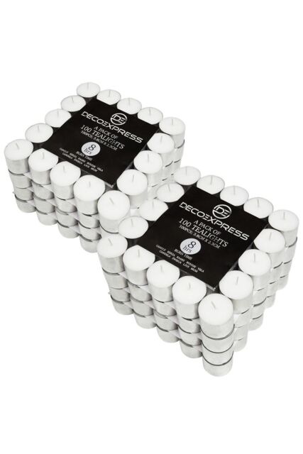 Deco Express Unscented White Colour Tealight Candle 8 Hours Pack of 200 - image 1