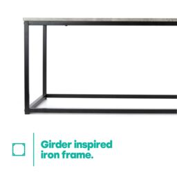 LIVIVO Industrial Concrete Effect Coffee Table Grey Metal Frame in Light Grey - thumbnail 4