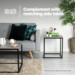 LIVIVO Industrial Concrete Effect Coffee Table Grey Metal Frame in Light Grey - thumbnail 6
