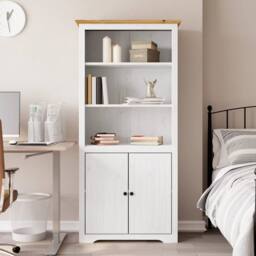 Berkfield Home Bookcase BODO White & Brown 80x40x172 cm Solid Wood Pine - Size: 80 x 40 x 172 cm - thumbnail 2