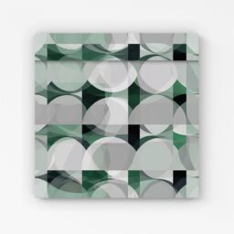 "Warren Reed - Designer Geometric Grey Green Canvas - Size: W30"" x H30""" - thumbnail 1