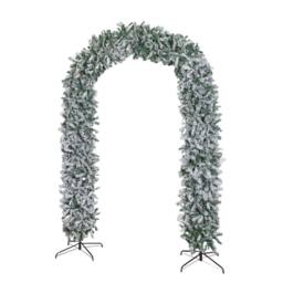 Samuel Alexander 8ft Single Door Flocked Christmas Tree Arch with 2000 Tips in White - thumbnail 1