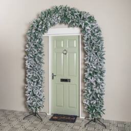 Samuel Alexander 8ft Single Door Flocked Christmas Tree Arch with 2000 Tips in White - thumbnail 2