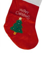 Neel Blue Red Velvet Christmas Stocking with Embroidered Xmas Tree & Merry Christmas Design - thumbnail 4