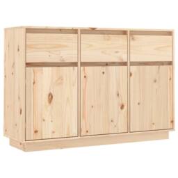 Berkfield Home Sideboard 110x34x75 cm Solid Wood Pine in Light Tan - Size: 110 x 34 x 75 cm - thumbnail 1