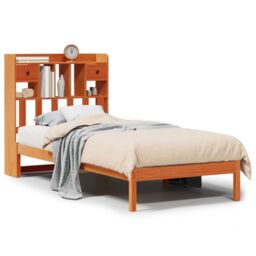 Berkfield Home Bookcase Bed without Mattress Wax Brown 75x190 cm Small Single Solid Wood Pine - thumbnail 2