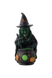 Living and Home Halloween Light-up Witch Cauldron Figurine in Black - thumbnail 1