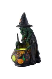 Living and Home Halloween Light-up Witch Cauldron Figurine in Black - thumbnail 2