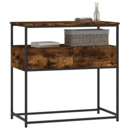 Berkfield Home Console Table Smoked Oak 75x40x75 cm Engineered Wood in Brown - Size: 75 x 40 x 75 cm - thumbnail 3