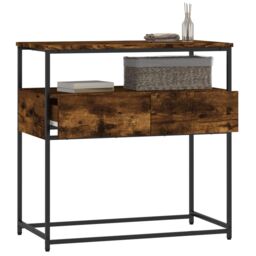 Berkfield Home Console Table Smoked Oak 75x40x75 cm Engineered Wood in Brown - Size: 75 x 40 x 75 cm - thumbnail 4