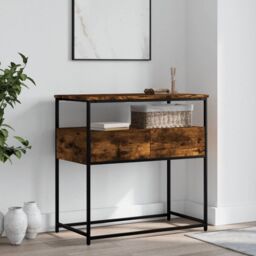 Berkfield Home Console Table Smoked Oak 75x40x75 cm Engineered Wood in Brown - Size: 75 x 40 x 75 cm - thumbnail 1