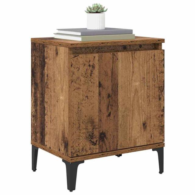 Berkfield Home Old Wood Nightstand Old wood Solid wood, metal 40 x 30 x 50 cm in Brown - image 1