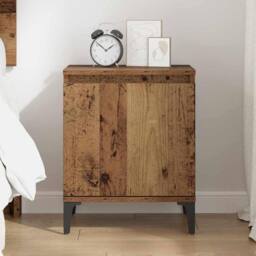 Berkfield Home Old Wood Nightstand Old wood Solid wood, metal 40 x 30 x 50 cm in Brown - thumbnail 4