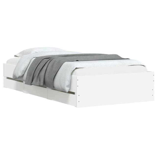 Berkfield Home Modern Bed Frame with Drawers without Mattress White 75x190 cm Sm - Size: Small Single - image 1