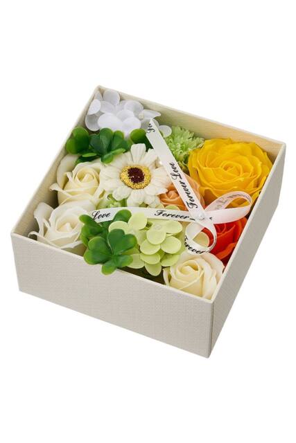 Living and Home Square Soap Flower Gift Box in Cream - image 1